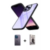 MARSİLYAN™- iPhone 13 Pro Max Kılıf Nova Işık Serisi - Siyah Bilvis Hayalet Cam Ekran Koruyucu + Neon Fosforlu Kamera Lens - MI