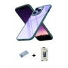 MARSİLYAN™- iPhone 13 Pro Max Kılıf Nova Işık Serisi - Siyah Bilvis Hayalet Cam Ekran Koruyucu + Mavi Shine Kamera Lens Koruma Cam