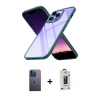 MARSİLYAN™- iPhone 13 Pro Max Kılıf Nova Işık Serisi - Siyah Bilvis Hayalet Cam Ekran Koruyucu + Neon Fosforlu Kamera Lens - MI