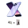 MARSİLYAN™- iPhone 13 Pro Max Kılıf Nova Işık Serisi - Siyah Bilvis Hayalet Cam Ekran Koruyucu + Rainbow Kamera Lens Koruma Cam - MR