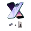 MARSİLYAN™- iPhone 13 Pro Max Kılıf Nova Işık Serisi - Siyah Bilvis Hayalet Cam Ekran Koruyucu + Renkli Kamera Lens Koruma Cam - TU