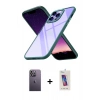 MARSİLYAN™- iPhone 13 Pro Max Kılıf Nova Işık Serisi - Siyah Joko 5D Cam + Beyaz Neon Fosforlu Kamera Lens