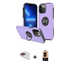 MARSİLYAN™- iPhone 13 Pro Max Kılıf Odak Form Prime - Şeffaf Maxco Cam Ekran Koruyucu + Gökkuşağı Pers Alüminyum Kamera Lens