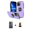 MARSİLYAN™- iPhone 13 Pro Max Kılıf Odak Form Prime - Şeffaf Maxco Cam Ekran Koruyucu + Yeşil Neon Fosforlu Kamera Lens