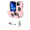 MARSİLYAN™- iPhone 13 Pro Max Kılıf Odak Form Prime - Şeffaf Pasifik Cam Ekran Koruyucu + Gökkuşağı Pers Alüminyum Kamera Lens