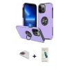 MARSİLYAN™- iPhone 13 Pro Max Kılıf Odak Form Prime - Şeffaf Pasifik Cam Ekran Koruyucu + Gökkuşağı Pers Alüminyum Kamera Lens