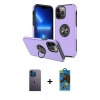 MARSİLYAN™- iPhone 13 Pro Max Kılıf Odak Form Prime - Siyah 18D Cam Ekran Koruyucu + Neon Fosforlu Kamera Lens - MI