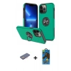 MARSİLYAN™- iPhone 13 Pro Max Kılıf Odak Form Prime - Siyah 18D Cam Ekran Koruyucu + Renkli Kamera Lens Koruma Cam - PE