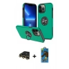 MARSİLYAN™- iPhone 13 Pro Max Kılıf Odak Form Prime - Siyah 18D Cam Ekran Koruyucu + Raze Metal Kamera Lens - GD