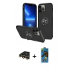 MARSİLYAN™- iPhone 13 Pro Max Kılıf Odak Form Prime - Siyah 18D Cam Ekran Koruyucu + Raze Metal Kamera Lens - GD
