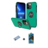 MARSİLYAN™- iPhone 13 Pro Max Kılıf Odak Form Prime - Siyah 18D Cam Ekran Koruyucu + Shine Kamera Lens Koruma Cam - MI
