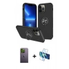 MARSİLYAN™- iPhone 13 Pro Max Kılıf Odak Form Prime - Siyah 3D Antistatik Cam Ekran Koruyucu + Neon Fosforlu Kamera Lens - YL