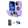 MARSİLYAN™- iPhone 13 Pro Max Kılıf Odak Form Prime - Siyah 3D Antistatik Cam Ekran Koruyucu + Neon Fosforlu Kamera Lens - MI