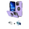 MARSİLYAN™- iPhone 13 Pro Max Kılıf Odak Form Prime - Siyah 3D Antistatik Cam Ekran Koruyucu + Pers Alüminyum Kamera Lens - SABE