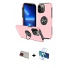 MARSİLYAN™- iPhone 13 Pro Max Kılıf Odak Form Prime - Siyah 3D Antistatik Cam Ekran Koruyucu + Rainbow Kamera Lens Koruma Cam - KI