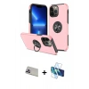 MARSİLYAN™- iPhone 13 Pro Max Kılıf Odak Form Prime - Siyah 3D Antistatik Cam Ekran Koruyucu + Rainbow Kamera Lens Koruma Cam - MR