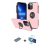 MARSİLYAN™- iPhone 13 Pro Max Kılıf Odak Form Prime - Siyah 3D Antistatik Cam Ekran Koruyucu + Renkli Kamera Lens Koruma Cam - SI