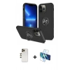 MARSİLYAN™- iPhone 13 Pro Max Kılıf Odak Form Prime - Siyah 3D Antistatik Cam Ekran Koruyucu + Shine Kamera Lens - GD