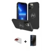 MARSİLYAN™- iPhone 13 Pro Max Kılıf Odak Form Prime - Siyah 3D Antistatik Hayalet Cam Ekran Koruyucu + Pers Alüminyum Kamera Lens - KI