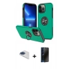 MARSİLYAN™- iPhone 13 Pro Max Kılıf Odak Form Prime - Siyah 3D Antistatik Hayalet Cam Ekran Koruyucu + Pers Alüminyum Kamera Lens - LT