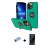 MARSİLYAN™- iPhone 13 Pro Max Kılıf Odak Form Prime - Siyah 3D Antistatik Hayalet Cam Ekran Koruyucu + Shine Kamera Lens Koruma Cam - MI