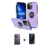 MARSİLYAN™- iPhone 13 Pro Max Kılıf Odak Form Prime - Siyah 3D Antistatik Hayalet Cam Ekran Koruyucu + Neon Fosforlu Kamera Lens - BZ