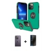 MARSİLYAN™- iPhone 13 Pro Max Kılıf Odak Form Prime - Siyah 3D Antistatik Hayalet Cam Ekran Koruyucu + Neon Fosforlu Kamera Lens - BZ