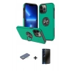 MARSİLYAN™- iPhone 13 Pro Max Kılıf Odak Form Prime - Siyah 3D Antistatik Hayalet Cam Ekran Koruyucu + Renkli Kamera Lens Koruma Cam - YL