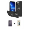 MARSİLYAN™- iPhone 13 Pro Max Kılıf Odak Form Prime - Siyah 6D Mat Seramik Hayalet Nano Ekran Koruyucu + Neon Fosforlu Kamera Lens - BZ