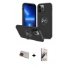 MARSİLYAN™- iPhone 13 Pro Max Kılıf Odak Form Prime - Siyah Bilvis 3D Mat Cam Ekran Koruyucu + Rainbow Kamera Lens Koruma Cam - KI