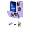 MARSİLYAN™- iPhone 13 Pro Max Kılıf Odak Form Prime - Siyah Bilvis 3D Mat Cam Ekran Koruyucu + Shine Kamera Lens Koruma Cam - MI