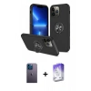 MARSİLYAN™- iPhone 13 Pro Max Kılıf Odak Form Prime - Siyah Bilvis 5in1 3D Magic Cam Ekran Koruyucu + Neon Fosforlu Kamera Lens - MI