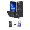 MARSİLYAN™- iPhone 13 Pro Max Kılıf Odak Form Prime - Siyah Bilvis 5in1 5D Magic Hayalet Cam Ekran Koruyucu + Neon Fosforlu Kamera Lens - YL