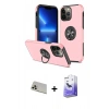 MARSİLYAN™- iPhone 13 Pro Max Kılıf Odak Form Prime - Siyah Bilvis 5in1 5D Magic Hayalet Cam Ekran Koruyucu + Rose Gold Rainbow Kamera Lens Koruma Cam
