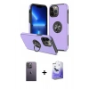MARSİLYAN™- iPhone 13 Pro Max Kılıf Odak Form Prime - Siyah Bilvis 5in1 5D Magic Hayalet Cam Ekran Koruyucu + Neon Fosforlu Kamera Lens - BZ
