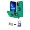 MARSİLYAN™- iPhone 13 Pro Max Kılıf Odak Form Prime - Siyah Bilvis 5in1 5D Magic Hayalet Cam Ekran Koruyucu + Rose Gold Rainbow Kamera Lens Koruma Cam