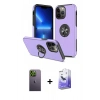 MARSİLYAN™- iPhone 13 Pro Max Kılıf Odak Form Prime - Siyah Bilvis 5in1 5D Magic Hayalet Cam Ekran Koruyucu + Neon Fosforlu Kamera Lens - YL