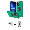 MARSİLYAN™- iPhone 13 Pro Max Kılıf Odak Form Prime - Siyah Bilvis Hayalet Cam Ekran Koruyucu + Pers Alüminyum Kamera Lens - LT