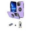 MARSİLYAN™- iPhone 13 Pro Max Kılıf Odak Form Prime - Siyah Bilvis Hayalet Cam Ekran Koruyucu + Renkli Kamera Lens Koruma Cam - TU