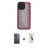 MARSİLYAN™- iPhone 13 Pro Max Kılıf Odak Klasik Serisi - Şeffaf Pasifik Cam Ekran Koruyucu + Neon Fosforlu Kamera Lens - BZ