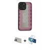 MARSİLYAN™- iPhone 13 Pro Max Kılıf Odak Klasik Serisi - Siyah 3D Antistatik Cam Ekran Koruyucu + Rainbow Kamera Lens Koruma Cam - MR