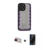 MARSİLYAN™- iPhone 13 Pro Max Kılıf Odak Klasik Serisi - Siyah 3D Antistatik Hayalet Cam Ekran Koruyucu + Rainbow Kamera Lens Koruma Cam - KI