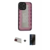 MARSİLYAN™- iPhone 13 Pro Max Kılıf Odak Klasik Serisi - Siyah 3D Antistatik Hayalet Cam Ekran Koruyucu + Rainbow Kamera Lens Koruma Cam - KI