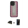 MARSİLYAN™- iPhone 13 Pro Max Kılıf Odak Klasik Serisi - Siyah 3D Antistatik Hayalet Cam Ekran Koruyucu + Gold Raze Metal Kamera Lens