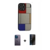 MARSİLYAN™- iPhone 13 Pro Max Kılıf Odak Klasik Serisi - Siyah 3D Antistatik Hayalet Cam Ekran Koruyucu + Neon Fosforlu Kamera Lens - MI