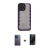 MARSİLYAN™- iPhone 13 Pro Max Kılıf Odak Klasik Serisi - Siyah 3D Antistatik Hayalet Cam Ekran Koruyucu + Neon Fosforlu Kamera Lens - MI
