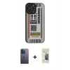 MARSİLYAN™- iPhone 13 Pro Max Kılıf Odak Klasik Serisi - Siyah 6D Mat Seramik Hayalet Nano Ekran Koruyucu + Neon Fosforlu Kamera Lens - MI