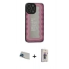 MARSİLYAN™- iPhone 13 Pro Max Kılıf Odak Klasik Serisi - Siyah Bilvis 3D Cam Ekran Koruyucu + Mavi Rainbow Kamera Lens Koruma Cam