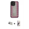 MARSİLYAN™- iPhone 13 Pro Max Kılıf Odak Klasik Serisi - Siyah Bilvis 3D Mat Cam Ekran Koruyucu + Rainbow Kamera Lens Koruma Cam - MR