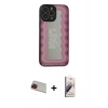 MARSİLYAN™- iPhone 13 Pro Max Kılıf Odak Klasik Serisi - Siyah Bilvis 3D Mat Cam Ekran Koruyucu + Rainbow Kamera Lens Koruma Cam - KI